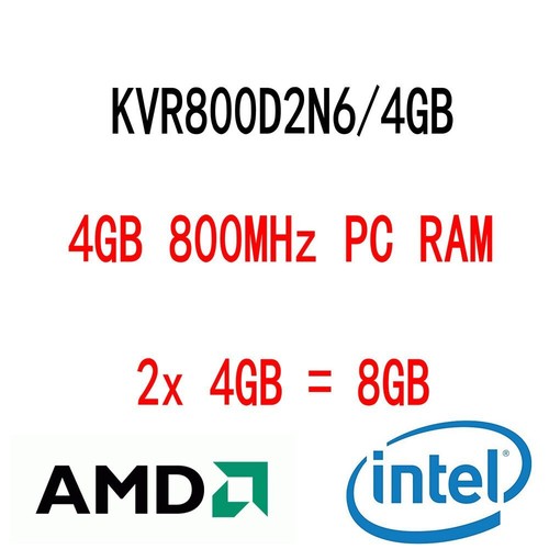8gb 4gb kvr800d2n6 ddr2 - 8gb,